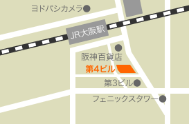 大阪・梅田校（大阪駅前第3ビル 8F）の地図